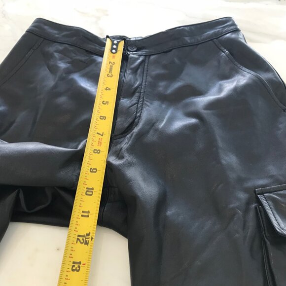 REM GARSON BLACK LEATHER CARGO PANTS SIZE US 2 - Picture 10 of 15